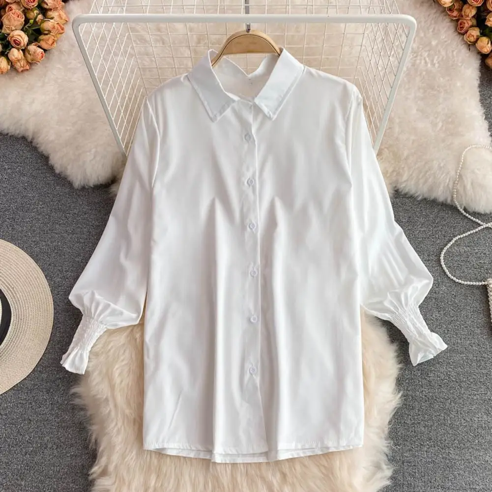 3Pcs/Set Women Shirt Vest Set O-neck Side Slit Knitting Vest Set with Belt Lapel Lantern Long Sleeve Single Breasted Shirt