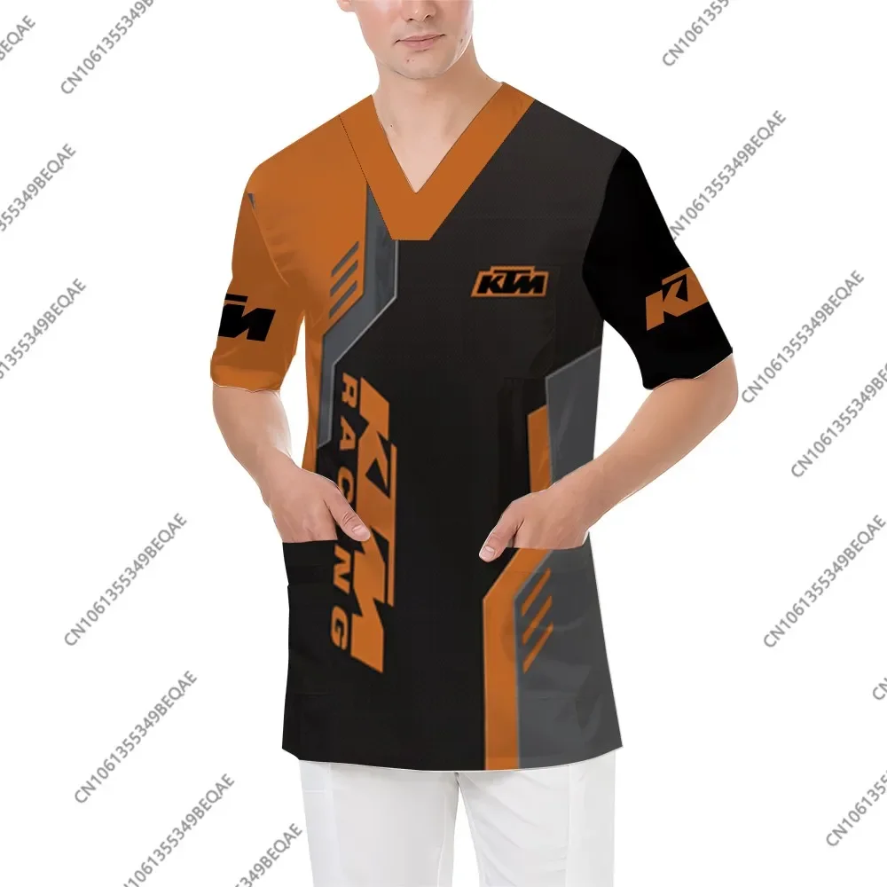 

KTM V Neck Pocket T Shirt Men 2025 New Breathable Cycling Top Comfortable Sportswear Unisex Design Short Sleeve Tee T-shirt men