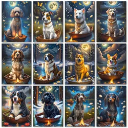 DIY Animal Diamond Painting Dog Full Square Round Diamond Mosaic Embroidery Moonlight Landscape Cross Stitch Set Art Home Decor