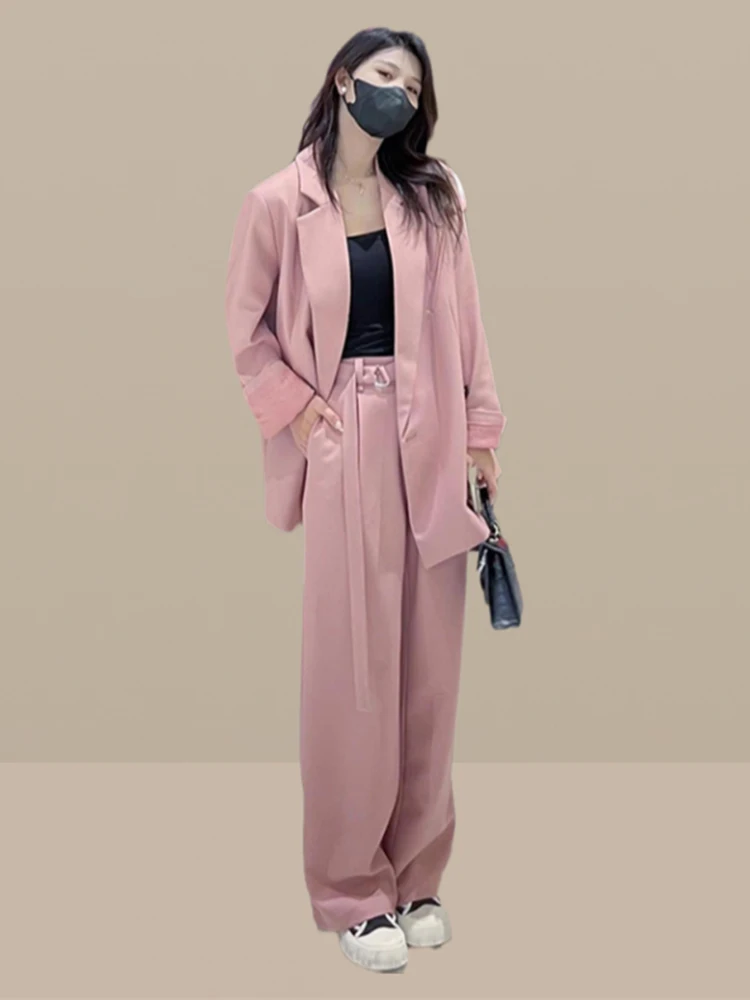 

Elegant Wide Leg Pants Suit Ladylike Style Women's Fashion Loose Long Sleeve Two Piece Set Elegant Business Casual Outfit