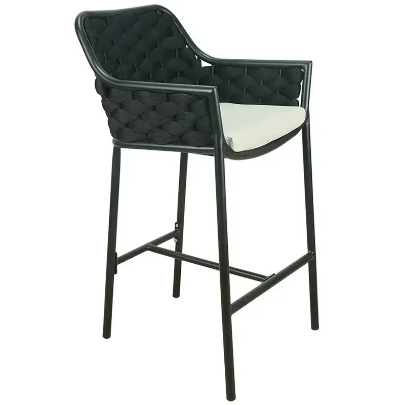 Outdoor rattan chair aluminum alloy high back stool creative balcony bar chair bar