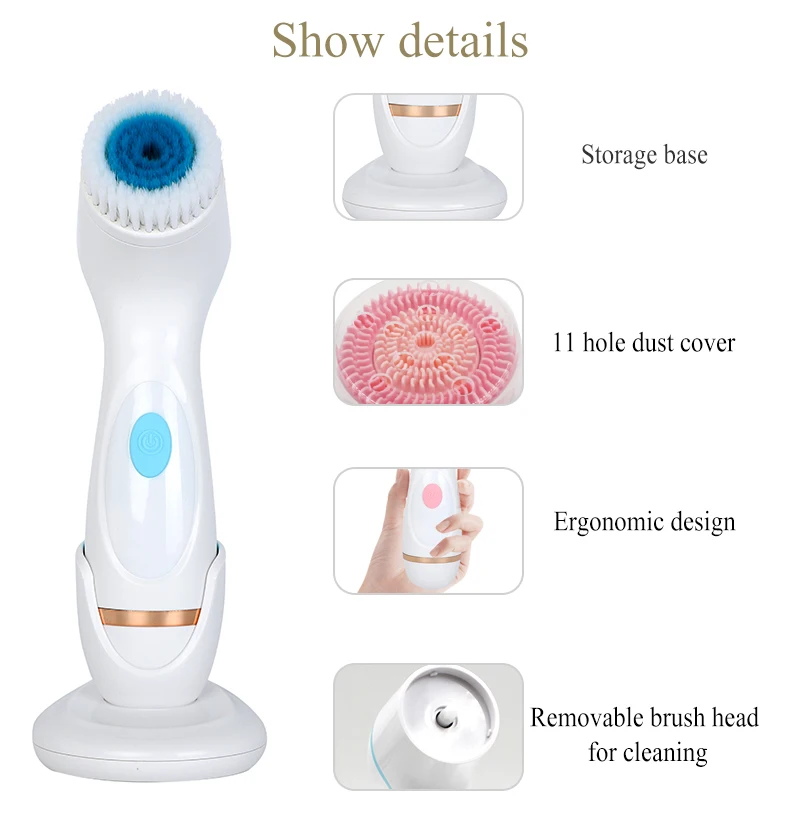3 in 1 Sonic Facial Cleansing Brush Electric Face Massage Cleanser Face Cleanser Face Cleaning Brush Massager