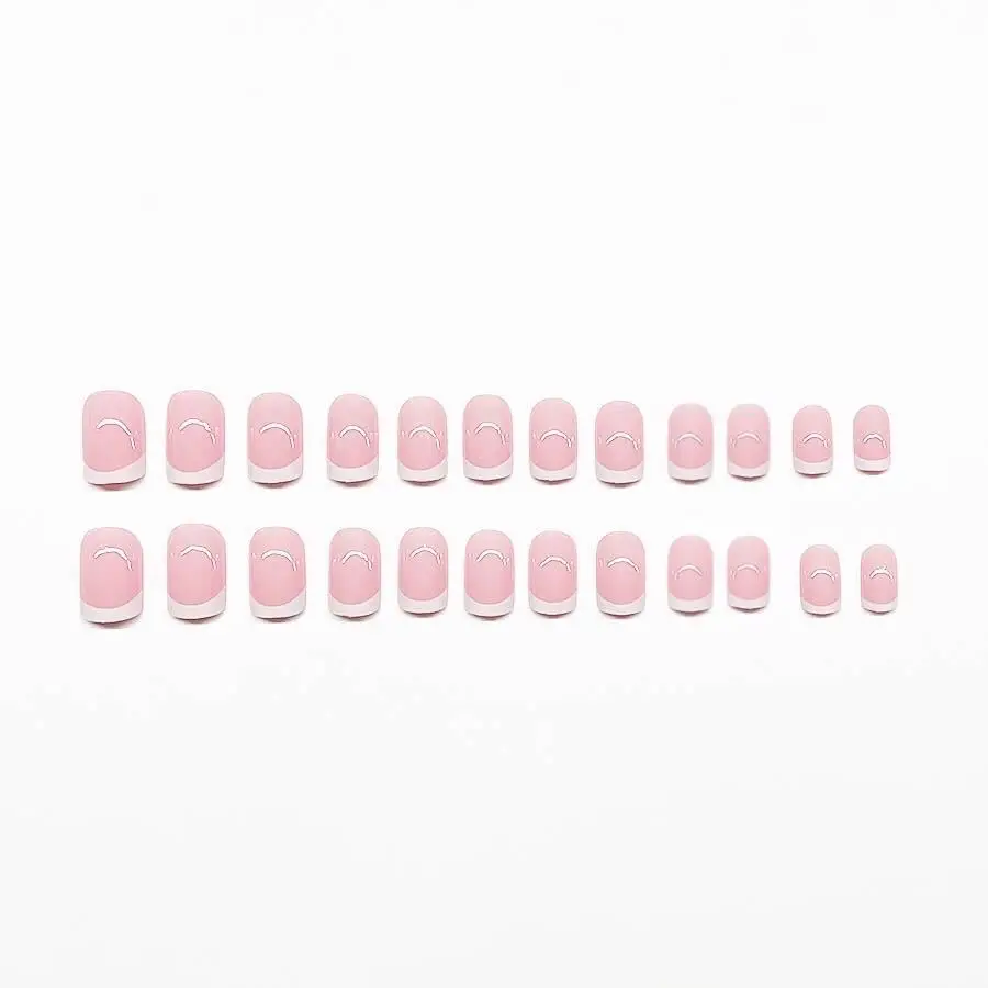 48pcs/2 Stes Hand and Foot Nails Square Nail Tips Summer Medium Short Press on Nails for Gluing Ready White French Fake Nails