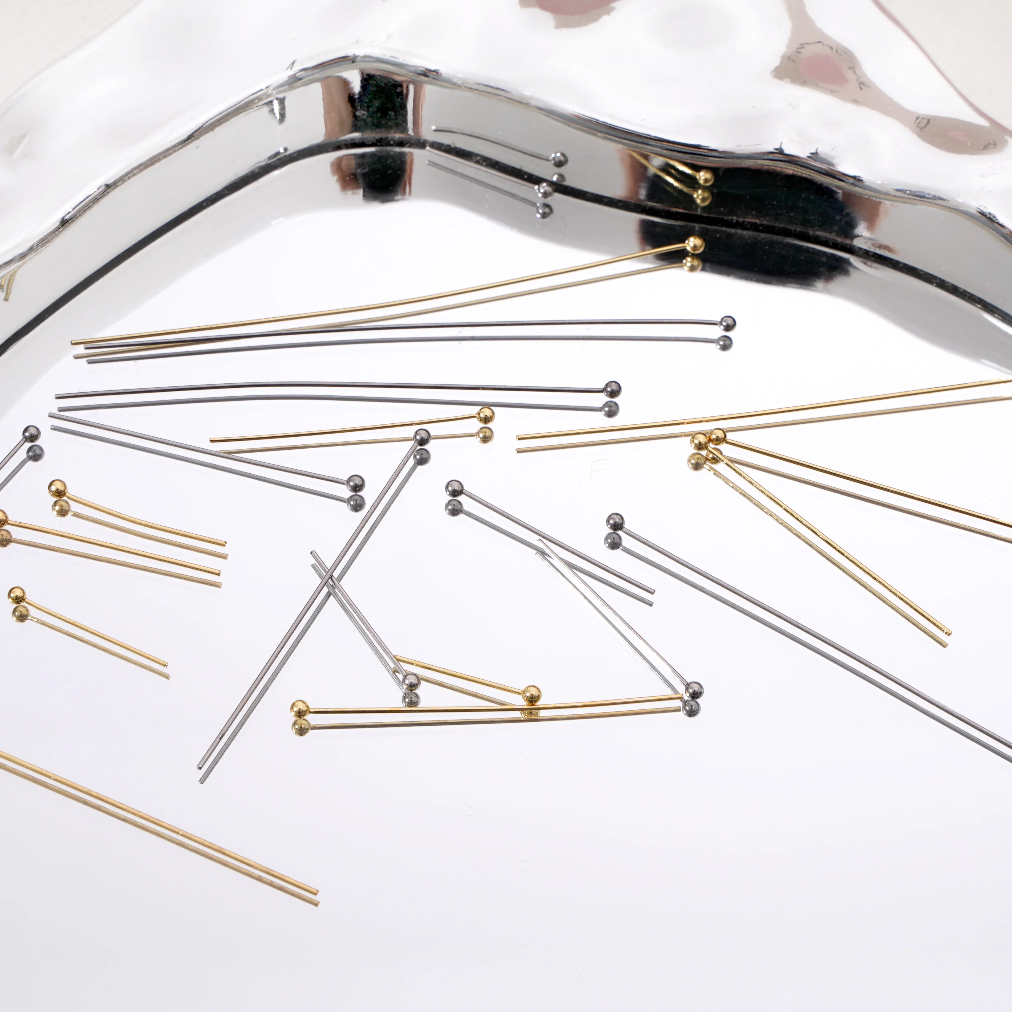 50-100 قطعة 0.6 مللي متر الفولاذ المقاوم للصدأ الروديوم/الذهب اللون مطلي رئيس دبابيس لصنع المجوهرات اليدوية DIY بها بنفسك أقراط مطرزة اكسسوارات #3