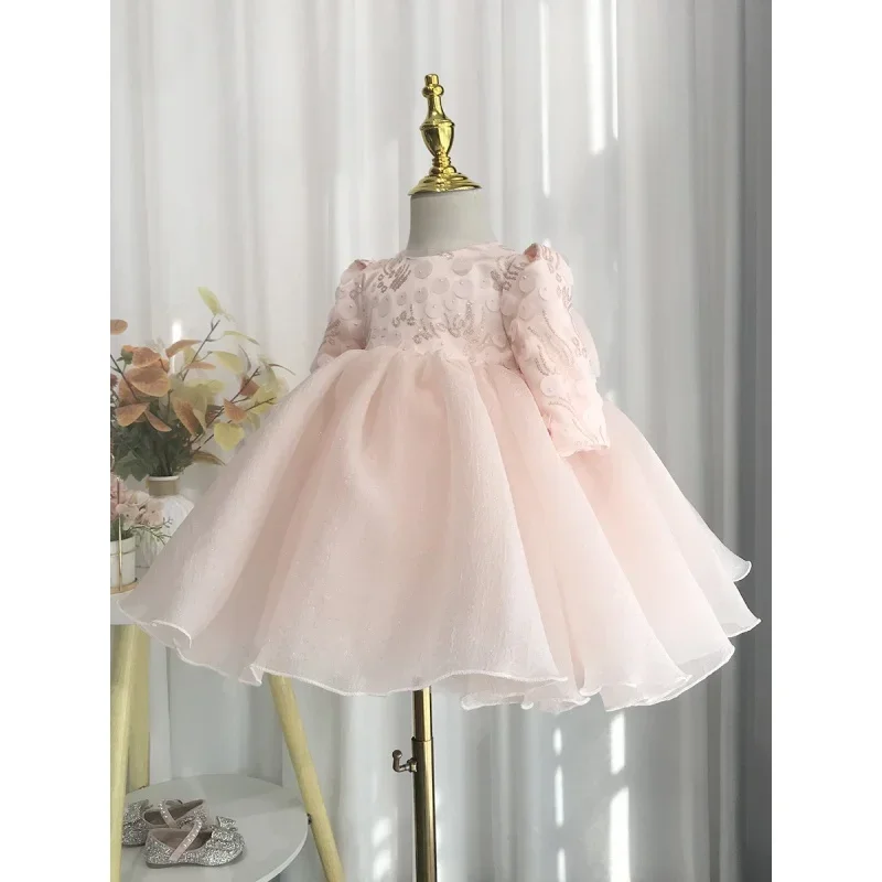 High-End For One Year Old Women'S Korean- Baby Birthday Wedding Western Style Flower Girl Princess Dress T