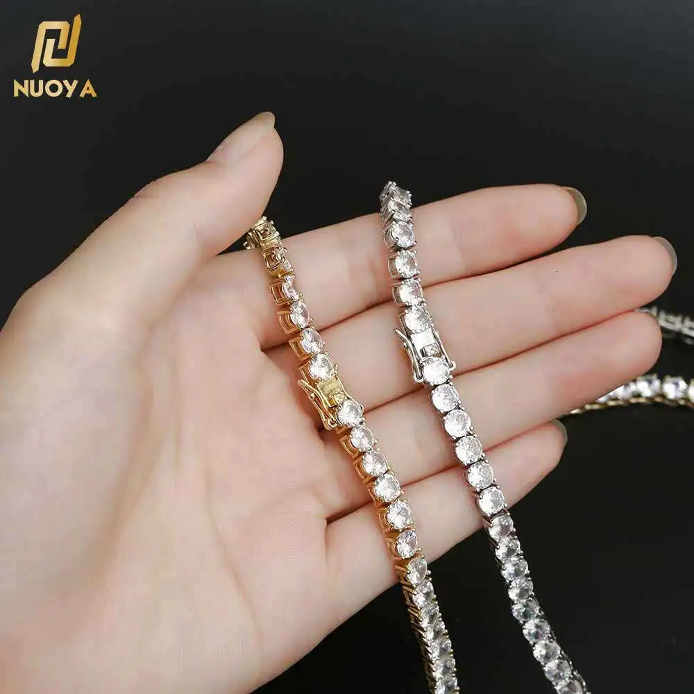 Hiphop Jewelry Bling Diamond Tennis Chain 3mm 4mm 5mm 1 Row Cz 18k Gold Plated Iced Out Tennis Chain Necklace for Women