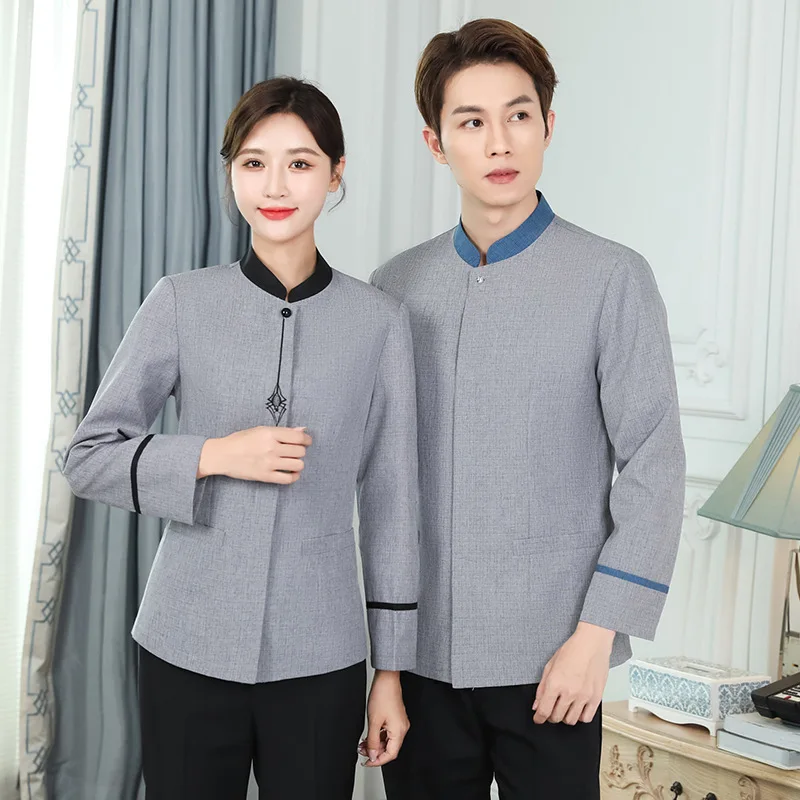Cleaning Service Long Sleeve Autumn Winter Hotel Guest Room Cleaner Work Uniform Top Property Auntie Workwear Uniform