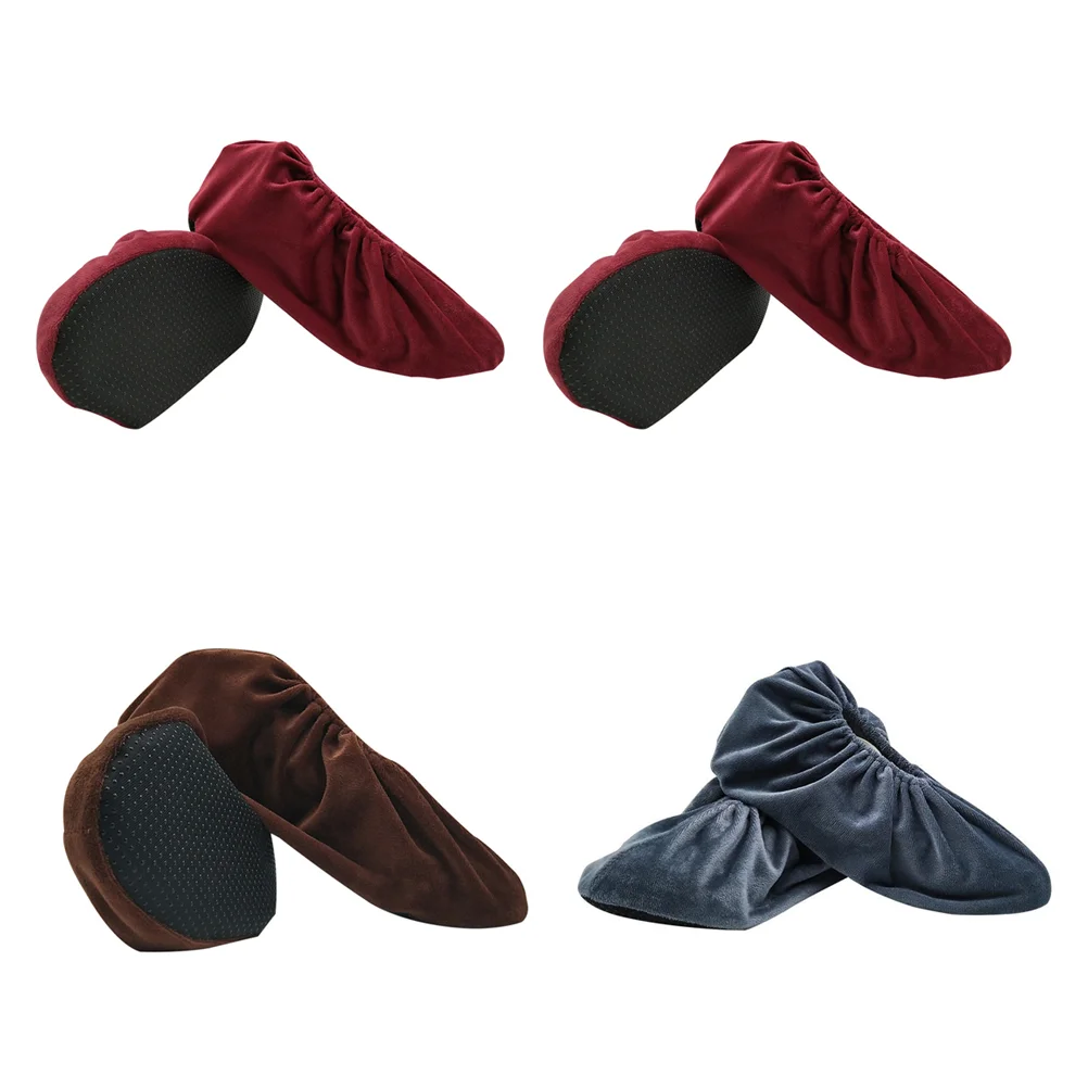 

4 Pairs Children's Fleece Shoe Covers Sole Shoes Soles Crystal Overshoes Velvet Anti-