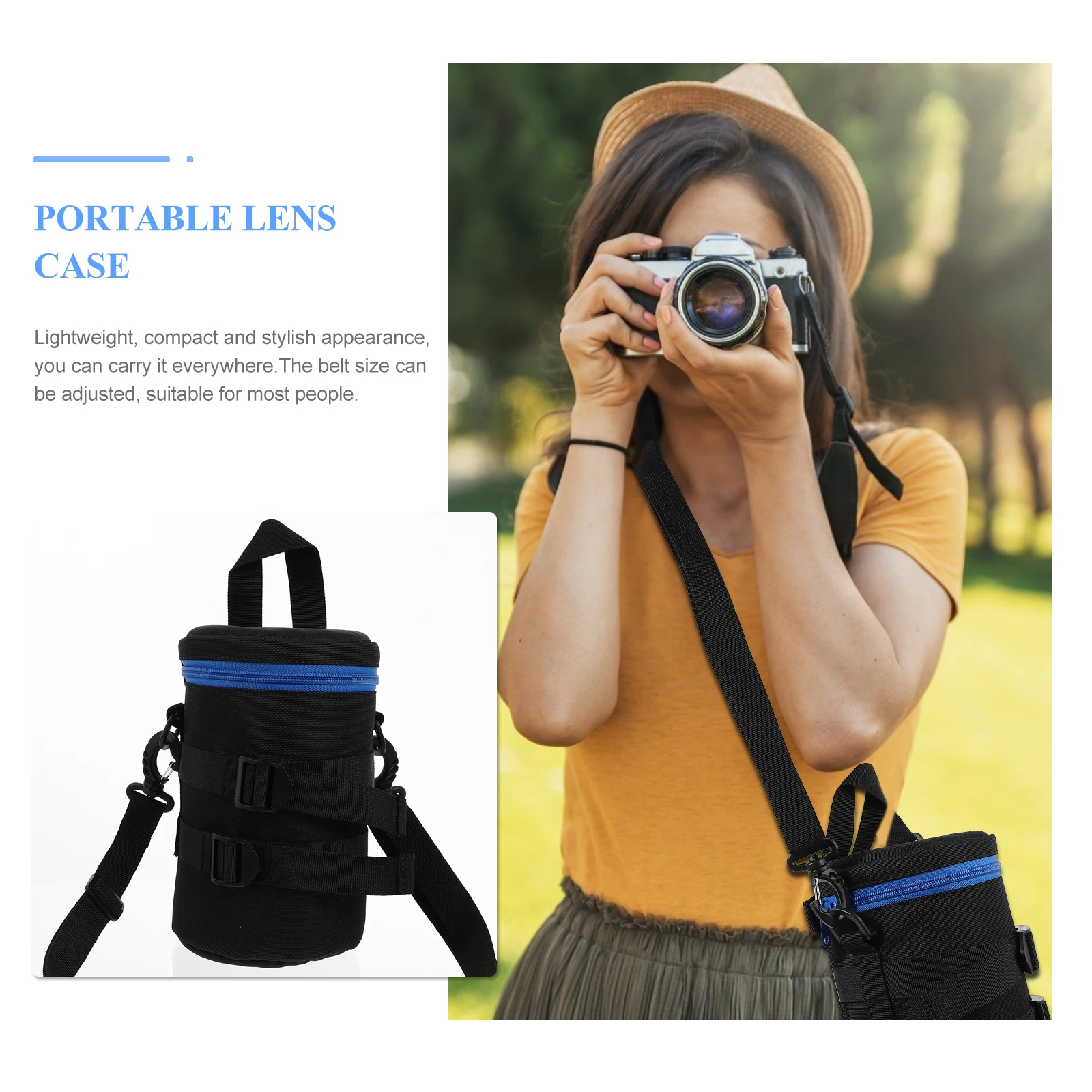 حقيبة عدسة كاميرا محمولة مقاومة للصدمات مقاس 23 سم، حقيبة عدسة DSLR مقاومة للماء، خفيفة الوزن، هدية مصور مدمجة قابلة للتعديل