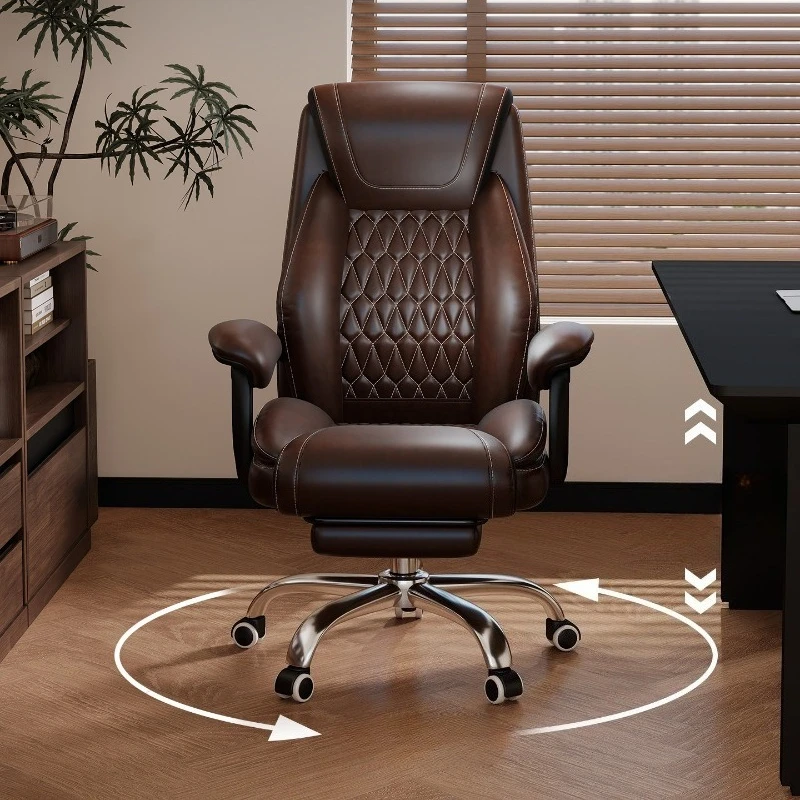 Comfortable Office Chair High Back Luxury Rolling Designer Office Chair Leather Ergonomic Arm Chaise De Bureaux Home Furniture