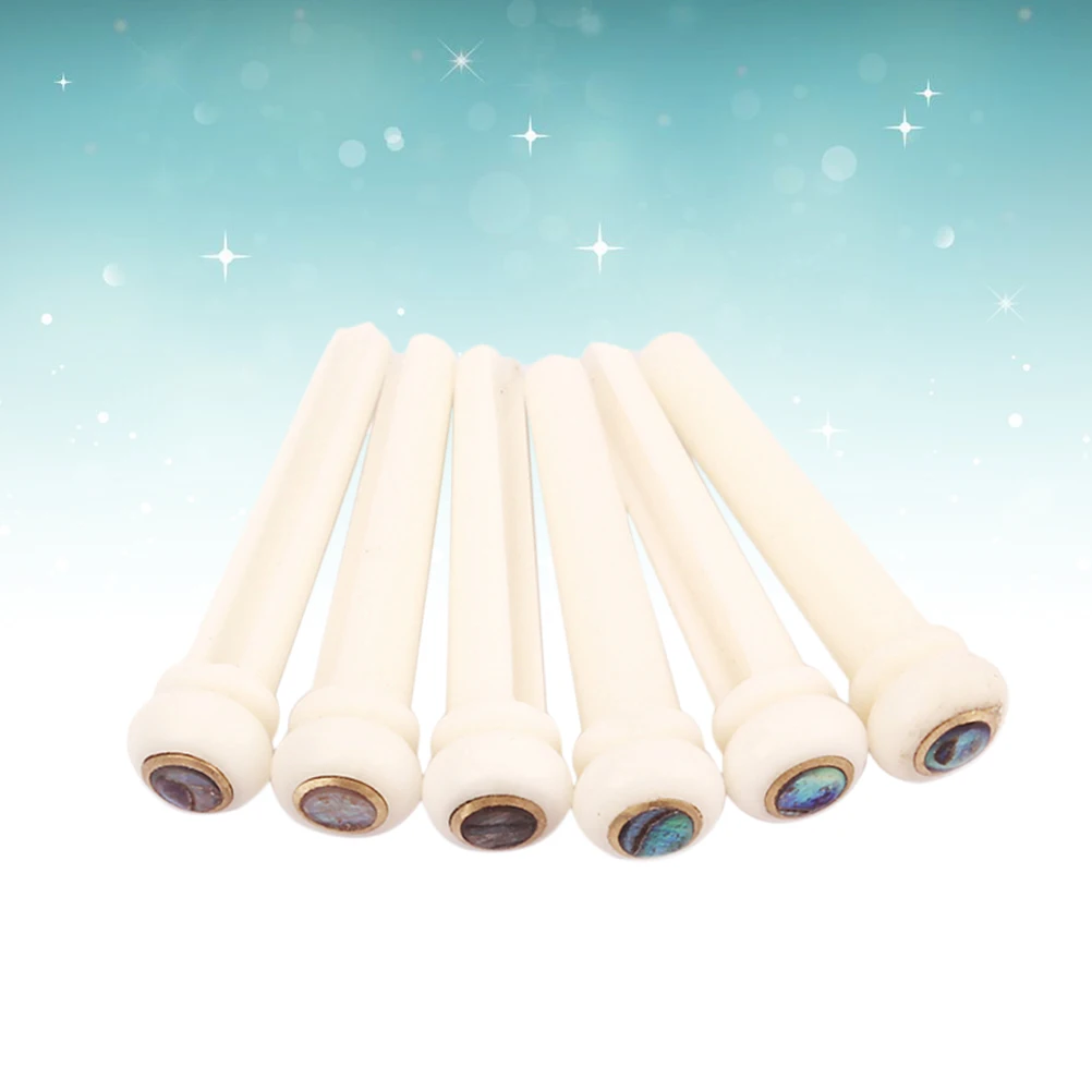 

6 Pcs Bob Bone String Nail Ivory Guitar Parts End Bridge Acoustic Replacement Pegs
