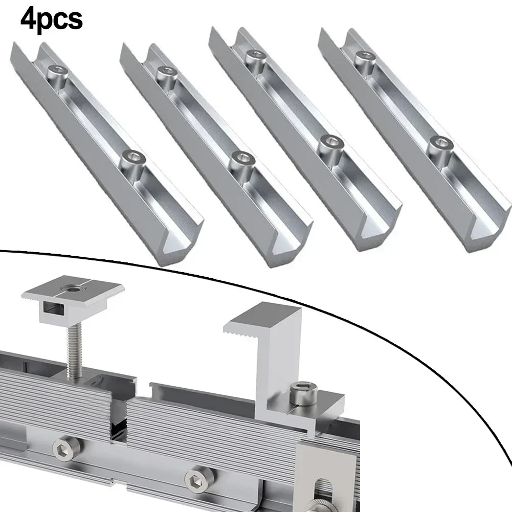 4pcs Solar Panel Rail Connecto 14cm Aluminum Rail Bracket Connector With Screws Solar Photovoltaic Bracket Mounting Rail