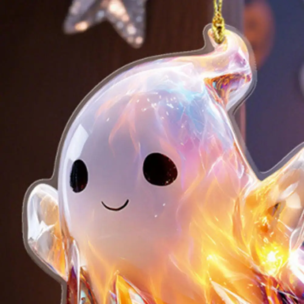 Acrylic Ghost Pendant Funny Ghost Pendant Car Hanging Decor Acrylic Halloween Ornament Spooky Backpack Charm Fall Seasonal Party