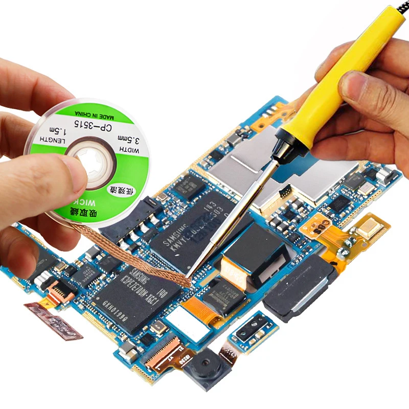 2/3/3.5mm Desoldering Mesh Braid Tape Copper Welding Solder Remover Wick Wire Lead Cord Flux BGA Repair Tool1.5M Length