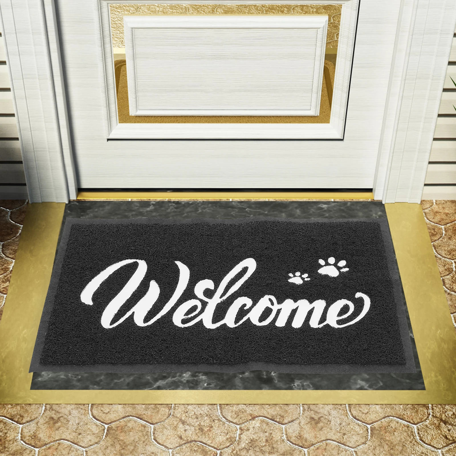 

Non Mat 75x45cm Black Anti skid PVC Household Entrance Floor Mat Welcome Doormat Kitchen Bathroom Safety Dry Clean
