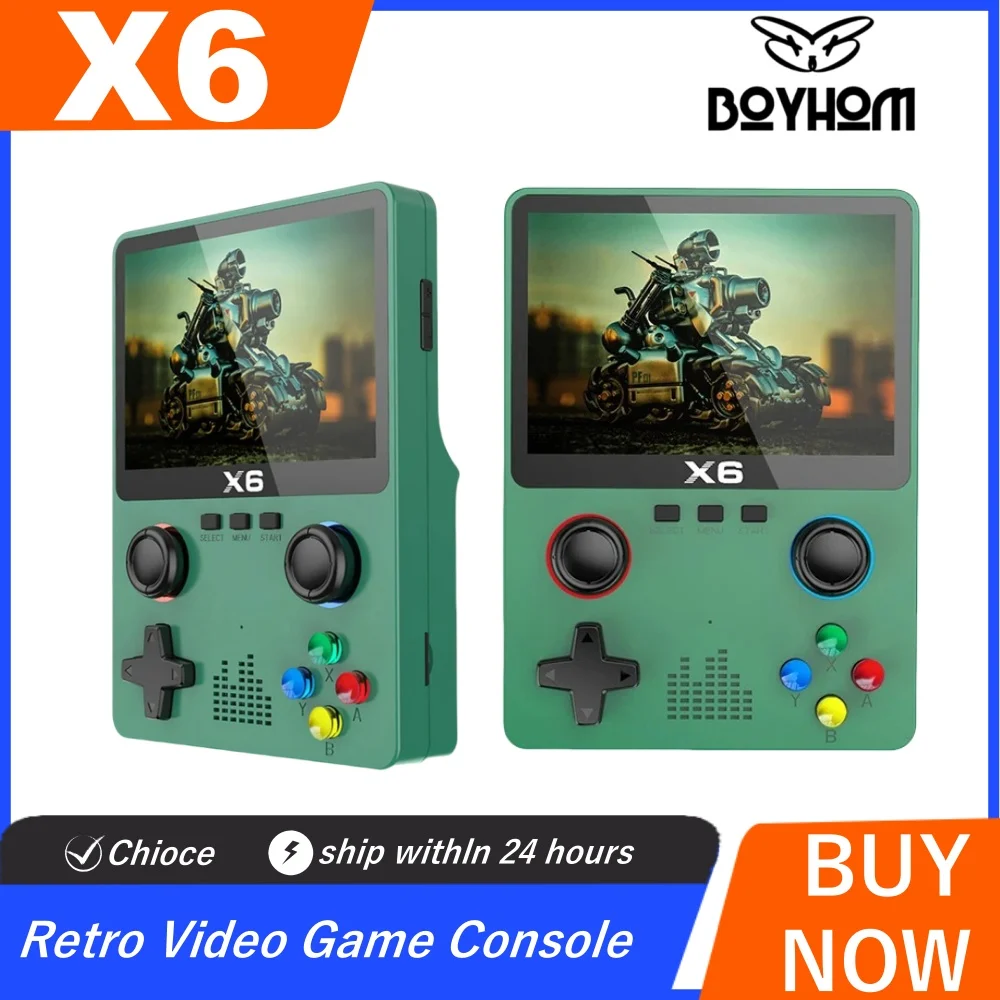 

2025 New X6 3.5Inch IPS Screen Handheld Game Player Dual Joystick 11 Simulators GBA Video Game Console for Kids Gifts