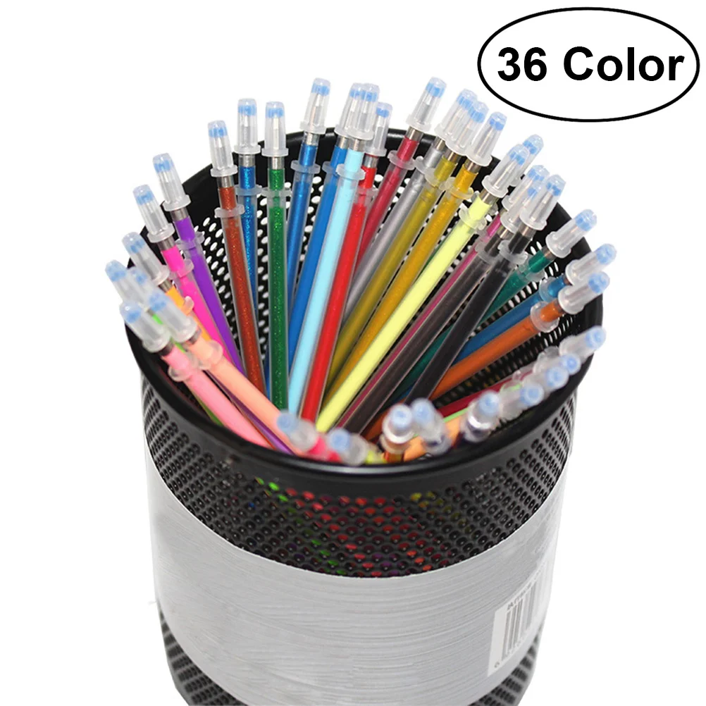 

36 Colors Gel Ink Pen Refills Assorted Neon Glitter Metallic Pastel for Coloring Books Crafting Doodling Scrapbooking Acid-Free