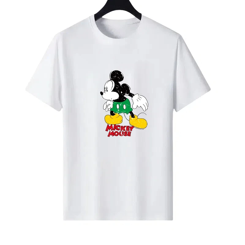 

Disney Mickey Mouse Woman Round Neck Fashion Parent-child Clothing Loose Tops Ladies Cheap Short Sleeves T-Shirt Men Sweatshirts