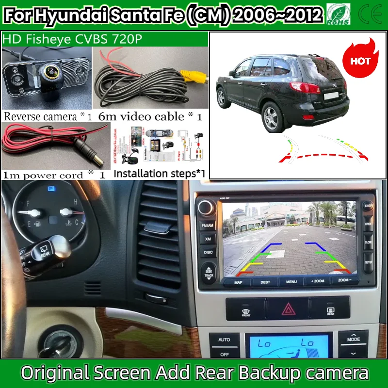 

Rear View Camera For Hyundai Santa Fe CM 2006~2012 OEM Screen Add Backup Reverse Camera HD Night Vision