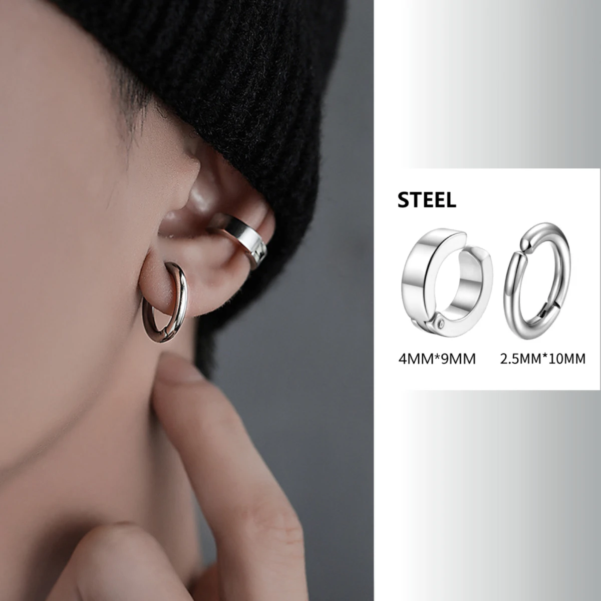 Persönlichkeiten Clip Ohrringe Schmuck für Unisex mit hypoallergenen und Punk Edelstahl Ohrringe Geschenke