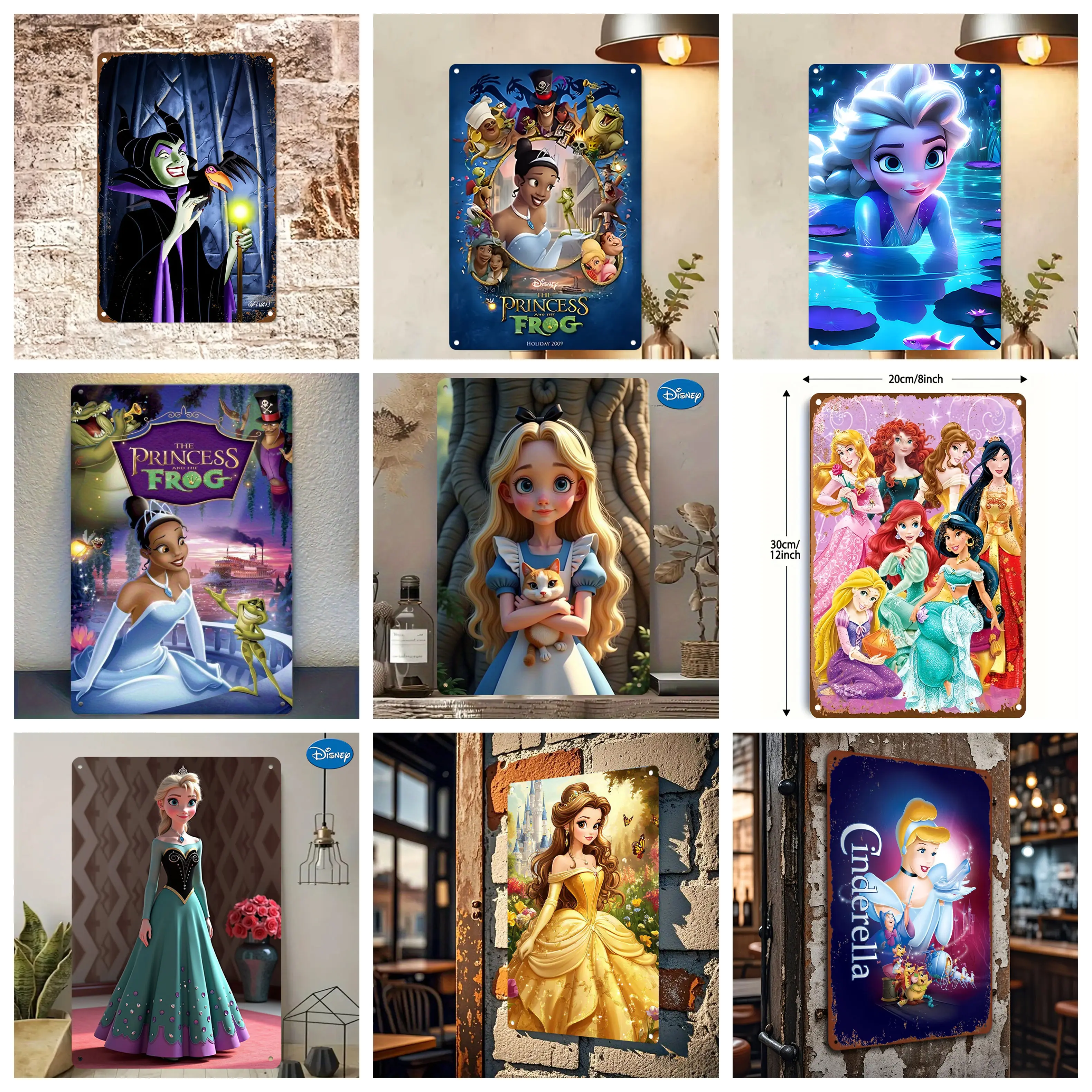 

Miniso Disney Animation World Tin Sign Decor Wall Decor Art Wall Mural Room Decoration Decor Retro Metal Sign Plate Bar Posters