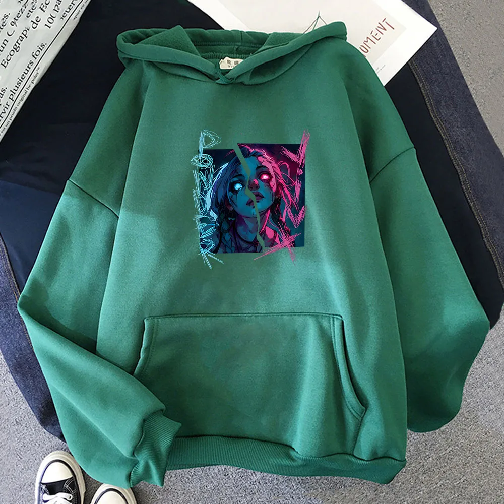 Arcane Animation Hoodie Jinx and Powder for Women/men Sweatshirt Fashion with Pocket Clothing Fleece Sudaderas Con Capucha Hoody