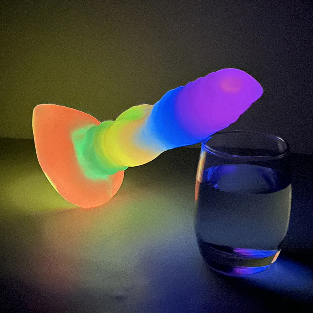 FAAK Luminous Knot Dog Dildo With Suction Cup Silicone Animal Wolf Penis Glow In Dark Anal Plug Sex Toys Shop For Women Men