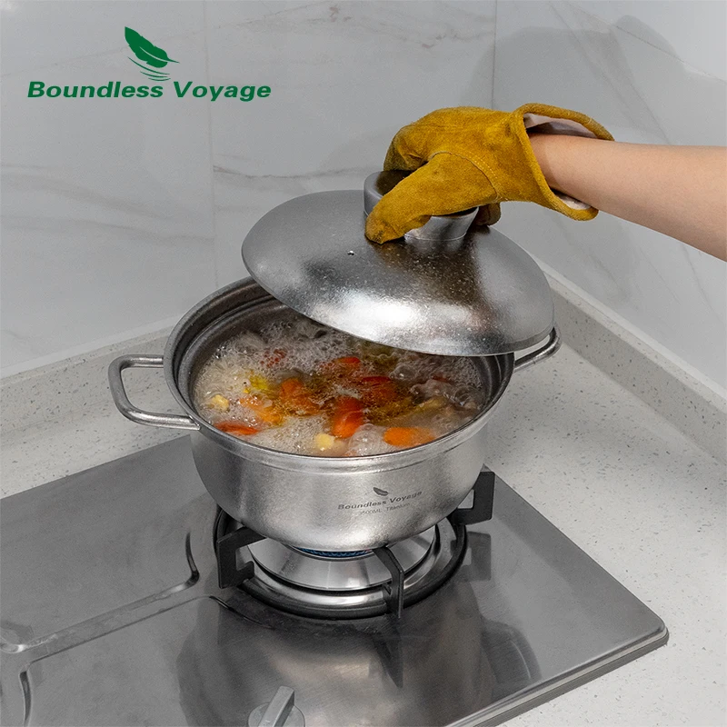 Boundless Voyage 3.5L Pure Titanium Pot Soup Stew Pot Thick-Wall Durable Cooking Pot Uncoated Cookware for Home Kitchen
