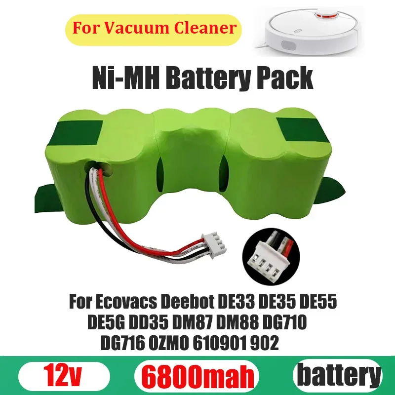 

12V Replacement Battery NIMH for Ecovacs Robotic Vacuum Cleaner DE33 DD35 DE55 DE5G DM88DG710 DG716 Deebot Sweeper Batttery Pack