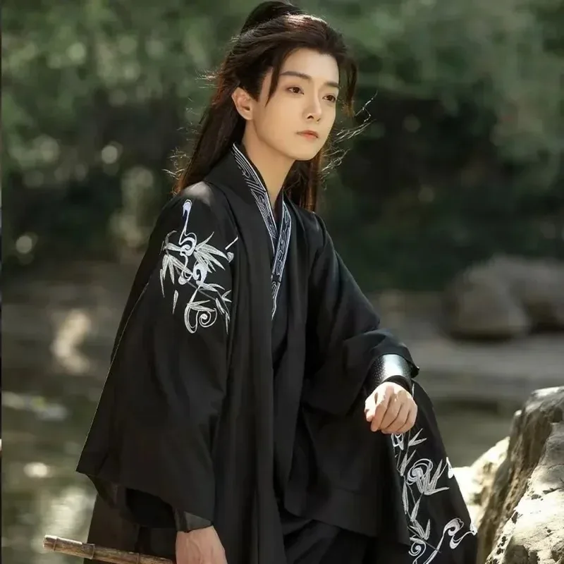 ملابس مسرح هانفو الصينية للرجال Wuxia Drama Cosplay كيمونو الأكمام الزي الصيني التقليدي القديم لجميع القديسين