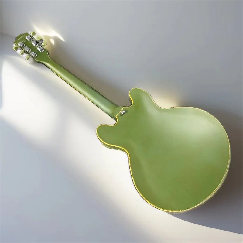 New Electric Guitar Matte Green Color Jazz Hollow Body 335 mahogany neck Chrome Hardware