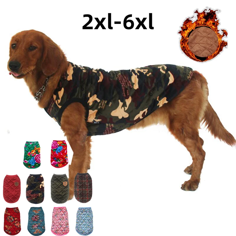 

2023 New Winter Big Dog Clothing Golden Hair Labrador German Shepherd Dog Thickened Cotton Vest Medium and Large Dog Clothing Wi