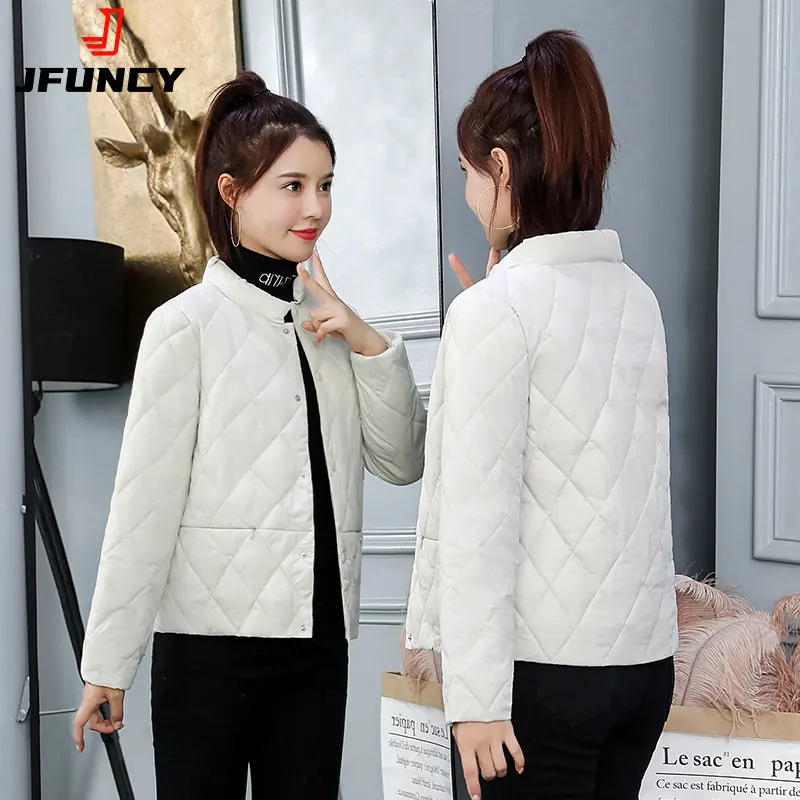 JFUNCY 2022 Winter Jackets Women Cotton Coats Korean Fashion Women\'s Long Sleeve Tops Female Thin Parkas Ladies Outwear