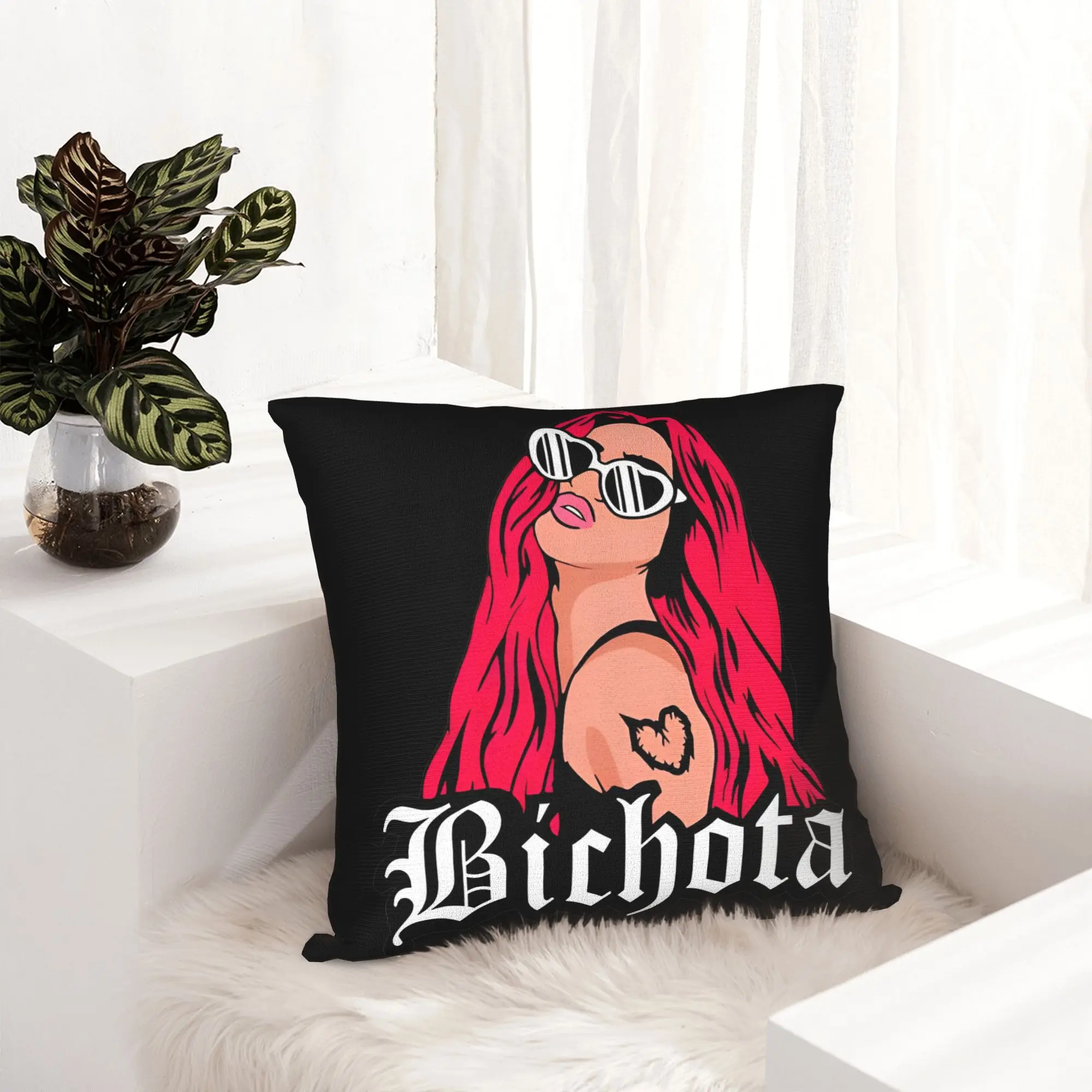 Bichota Karol G Singer Pillowcase Double-sided Printing Polyester Cushion Cover Decor  Throw Pillow Case Cover Car Zipper 18''