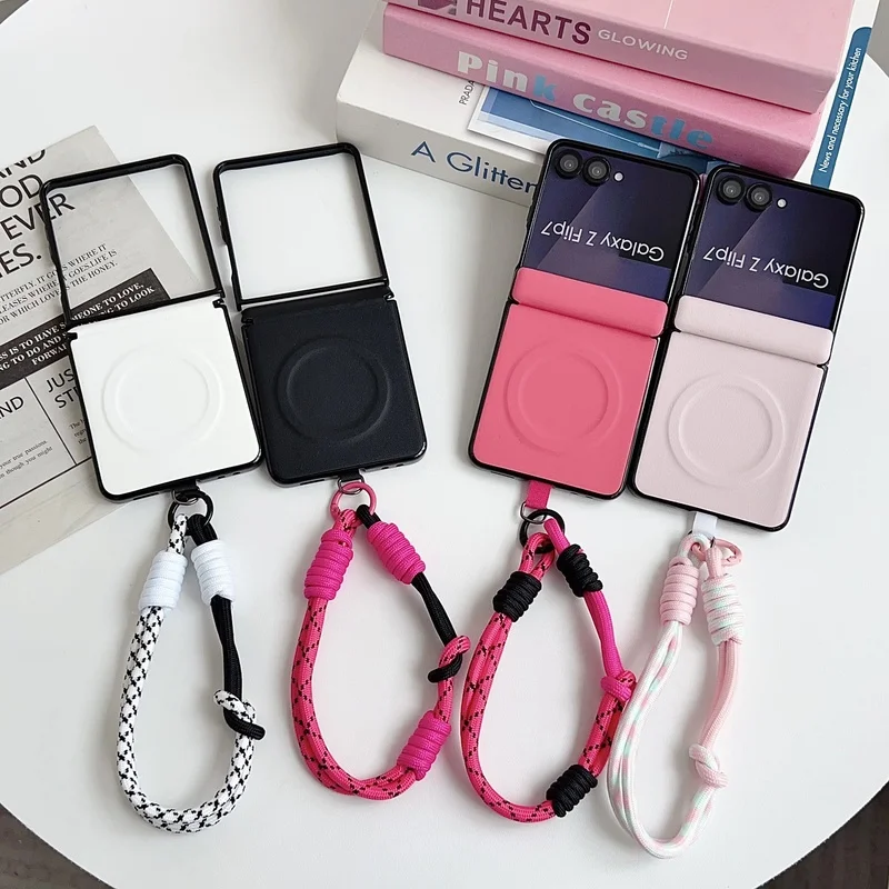 3 in 1 Detachable Love Stand Wrist Strap Magnetic Phone Case for Samsung Galaxy Flip7 Flip6 Z Flip 3 4 5 6 7FE Protective Cover