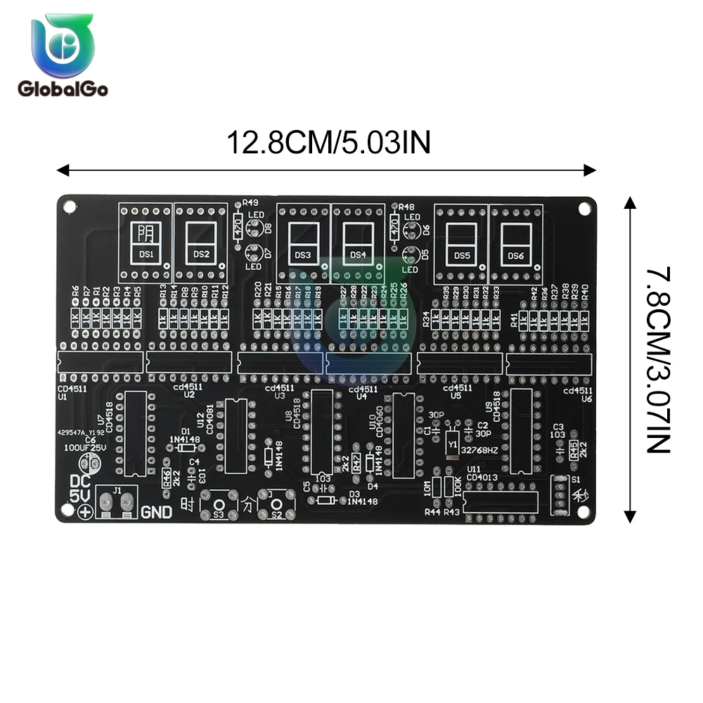 DC4.5V-5.5V 6-bit Digital LED Display Electronic Clock Production Suite DIY Self Assembly and Soldering Spare Parts Kit