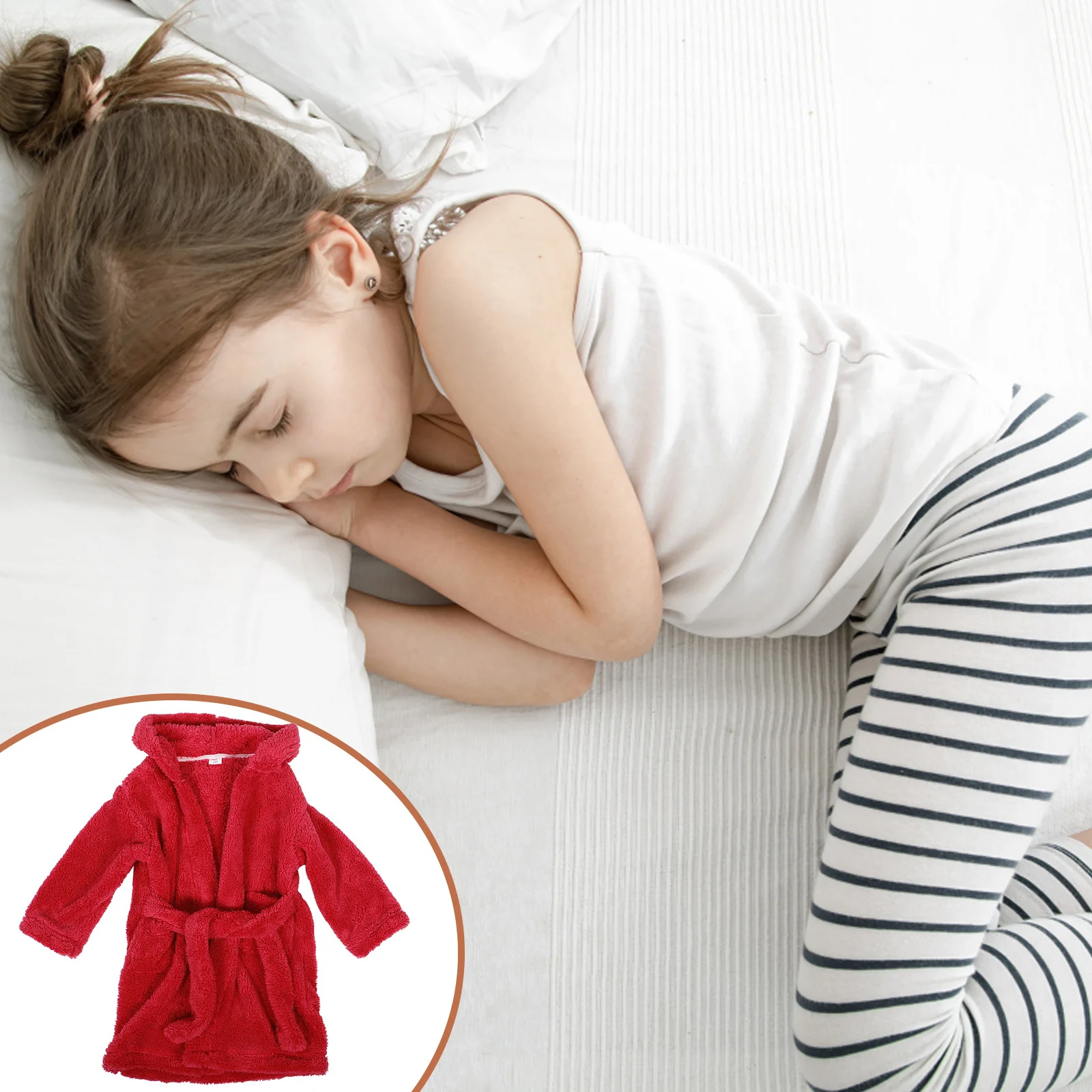 

Kids Bathrobe Soft Coral Fleece Warm Small Solid Color Towel Toddler Bath Robe Kids Robes Kid Robes for Girls