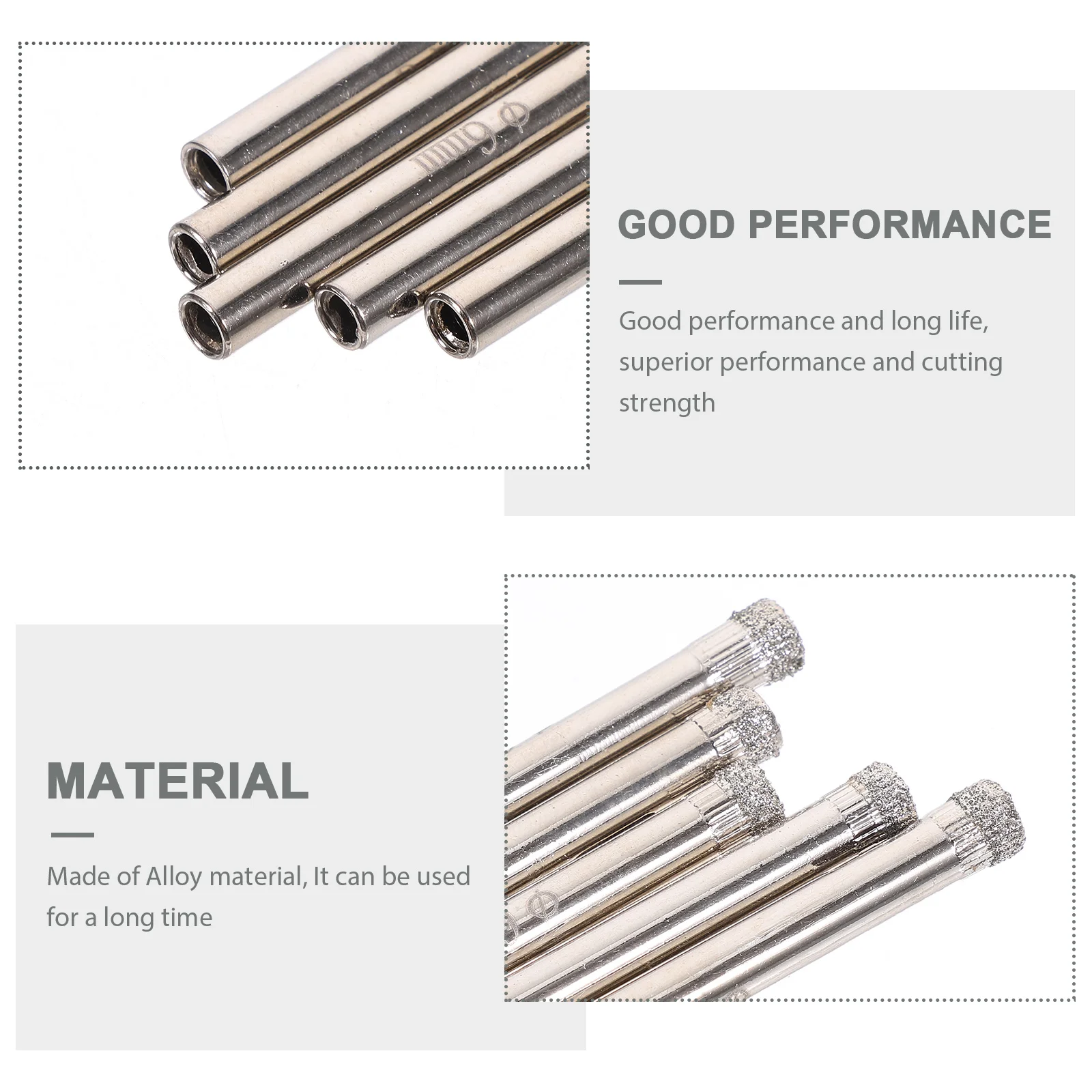 

15Pcs 6mm Diamond Hole for Glass Ceramics Porcelain Tiles Durable Smooth Processed High Strength Material Professional Use