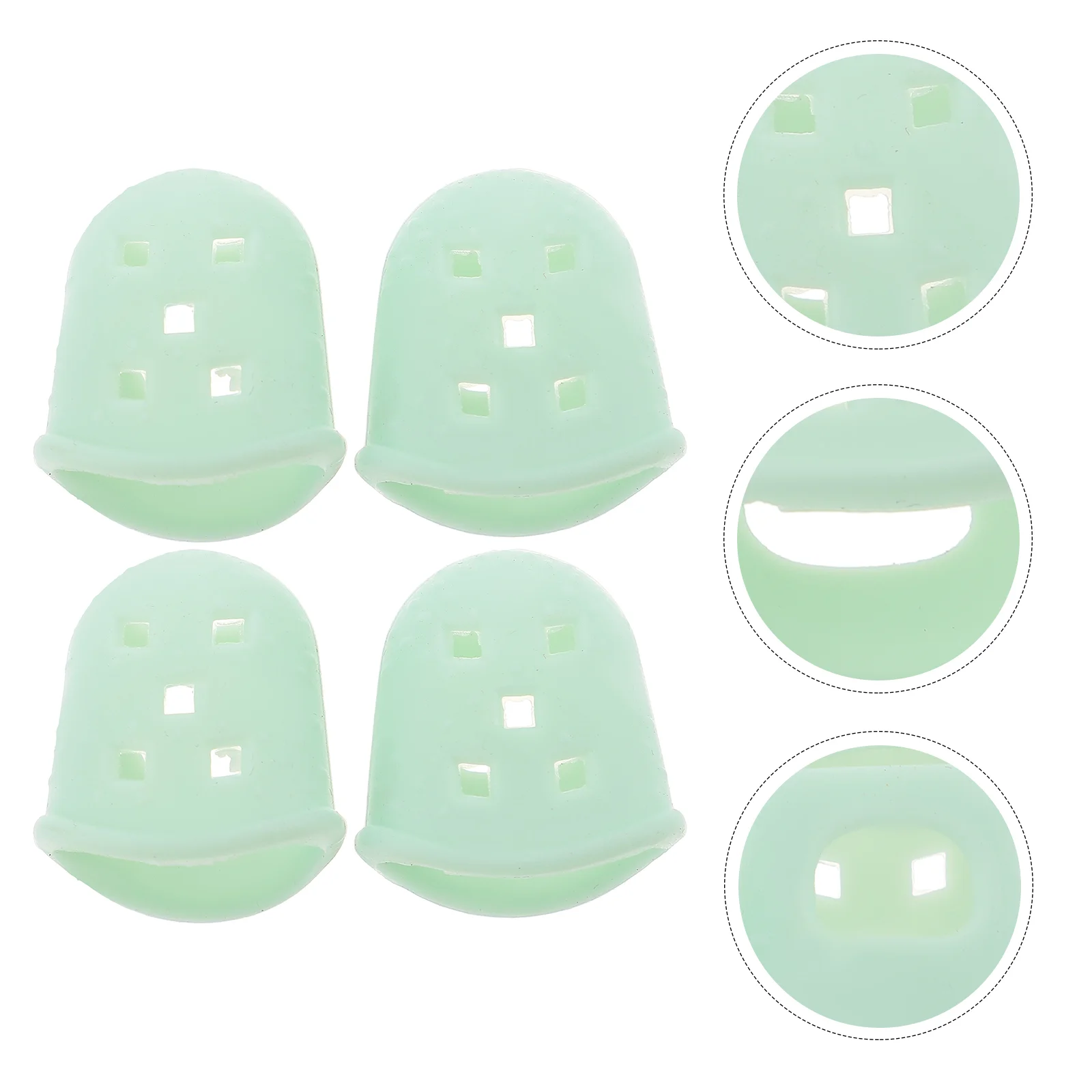 Thumb Finger Picks Kalimba Cots Sleeves Fingertip Protectors Light Green Silica Gel Silicone Covers
