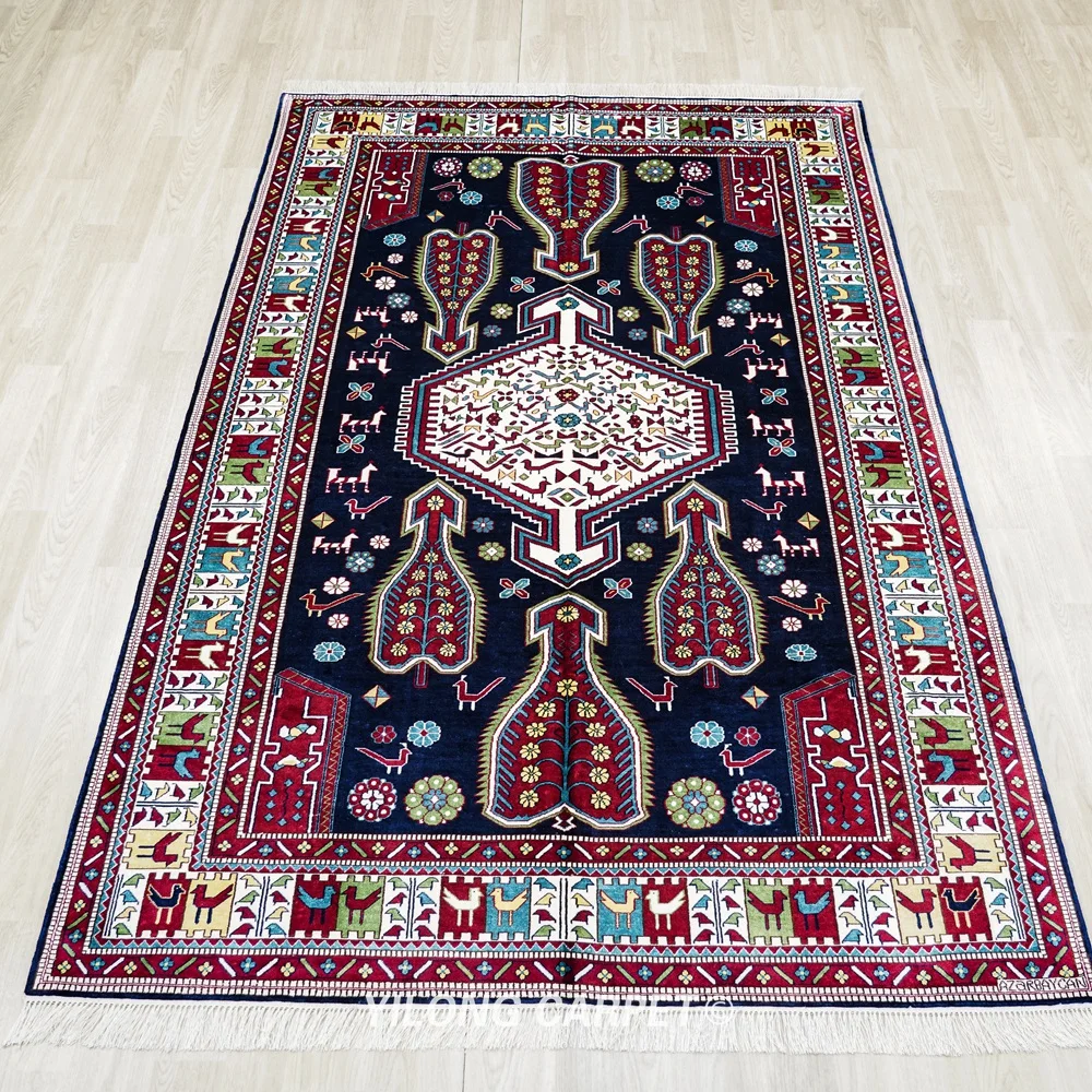 152x244cm Handwoven Silk Tribal Carpet Luxury Indoor Classic Home Area Rug (BL091)