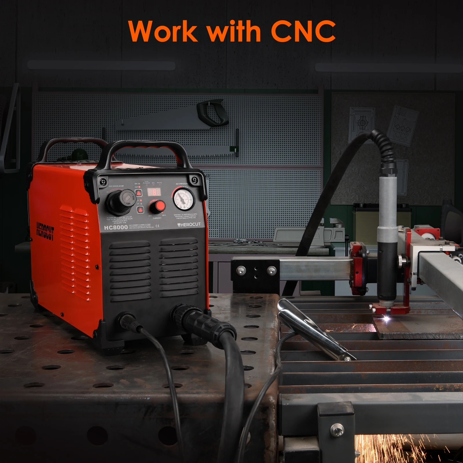 CNC Pilot Arc Plasma Cutter HC8000 HeroCut Blow Back Non-HF Cutting Machine Work with CNC Table Max Cutting Thickness 35mm