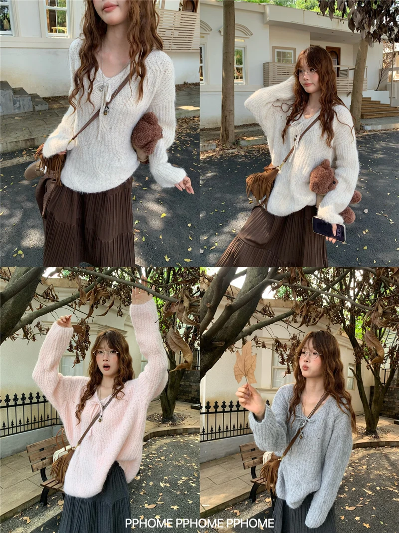 

Sweaters Jumpers Pullovers Womens Pullover Orange Pink U-Neck Top Embellished Fringe Outdoors Nature Animal Softy Ombre Winter