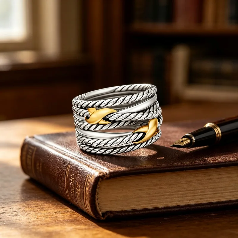 Double-X Crossover Statement Ring — product information 2