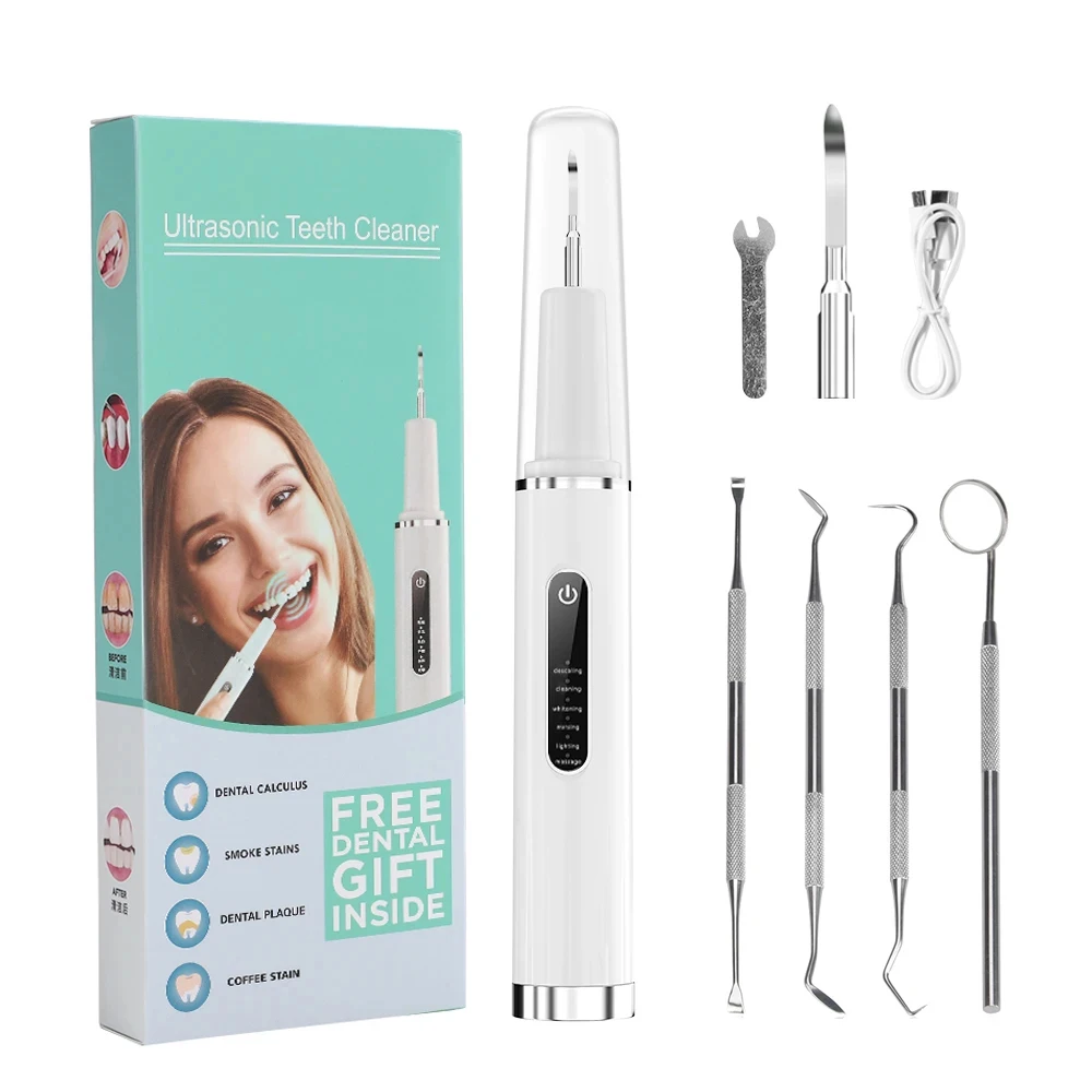 Ultrasonic Tooth Cleaner Sonic Vibration Dental Scaler Calculus Plaque Tartar Remover Teeth Whitening Cleaning Tools Oral Care