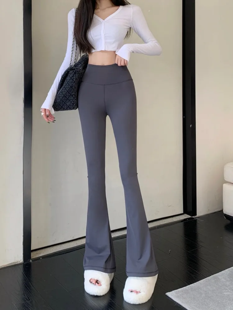 

Black Horseshoe Pants For Women's Spring 2024 New Casual High Waisted Slimming And Drooping Feeling Elastic Fitness Micro Horn