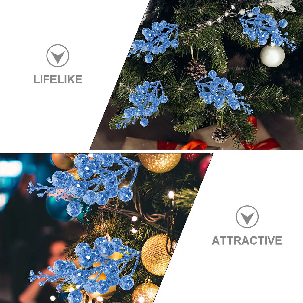 

6Pcs Christmas Tree Artificial Berry Picks Bright Fake Berry Stems Xmas Decoration Wreath DIY Holiday Party Favor Supplies