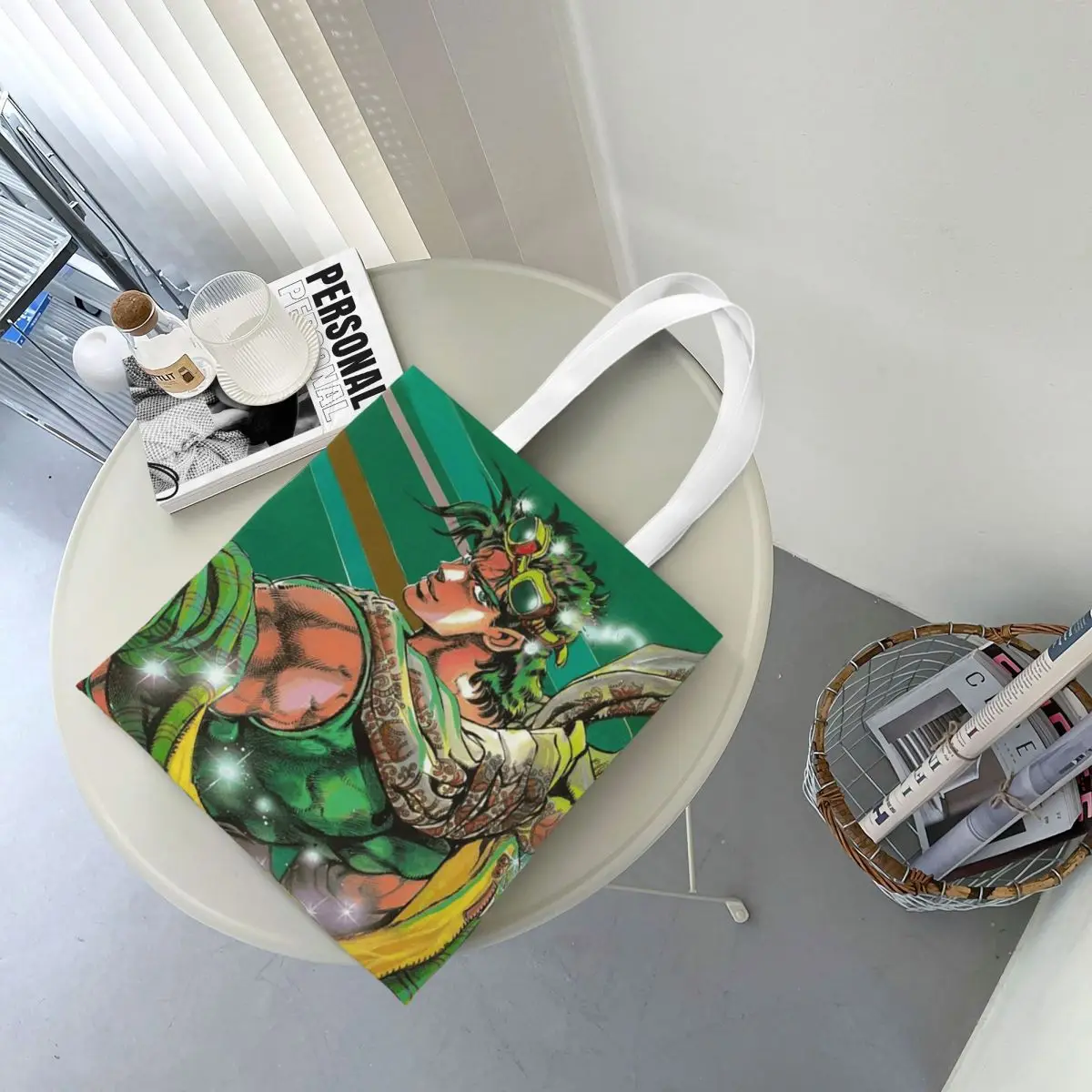 Jojo Bizarre Adventure Joseph Joestar Shopping Bags Canvas The Tote Bag Reusable for Ladies Shoulder Tote Travel Handbag