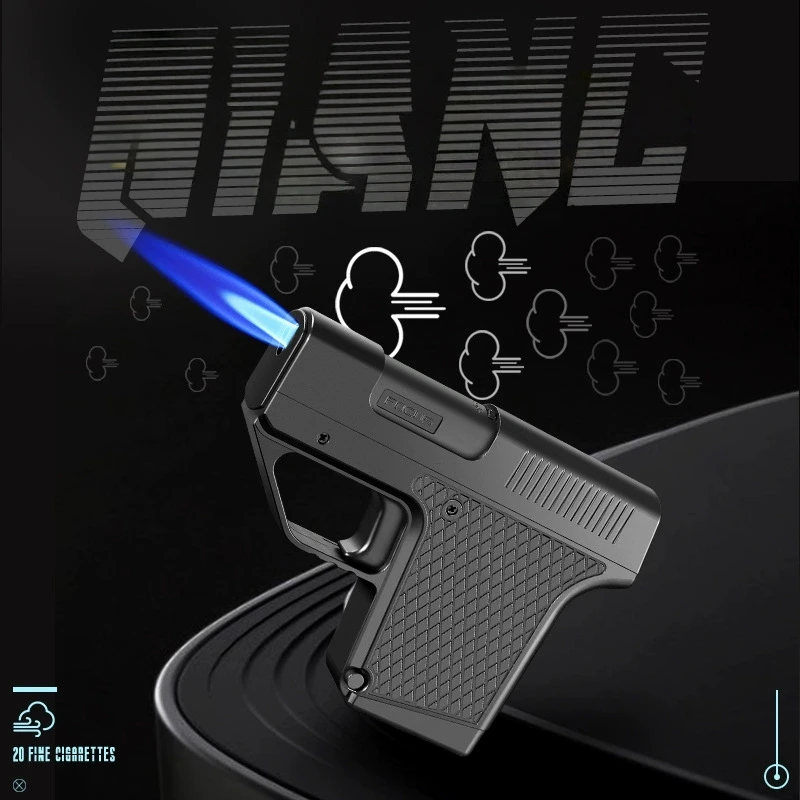 New Multifunctional Cigarette Box Gun Shaped Lighter Windproof Inflatable Universal Thick and Thin Cigarette Box Outdoor Lighter