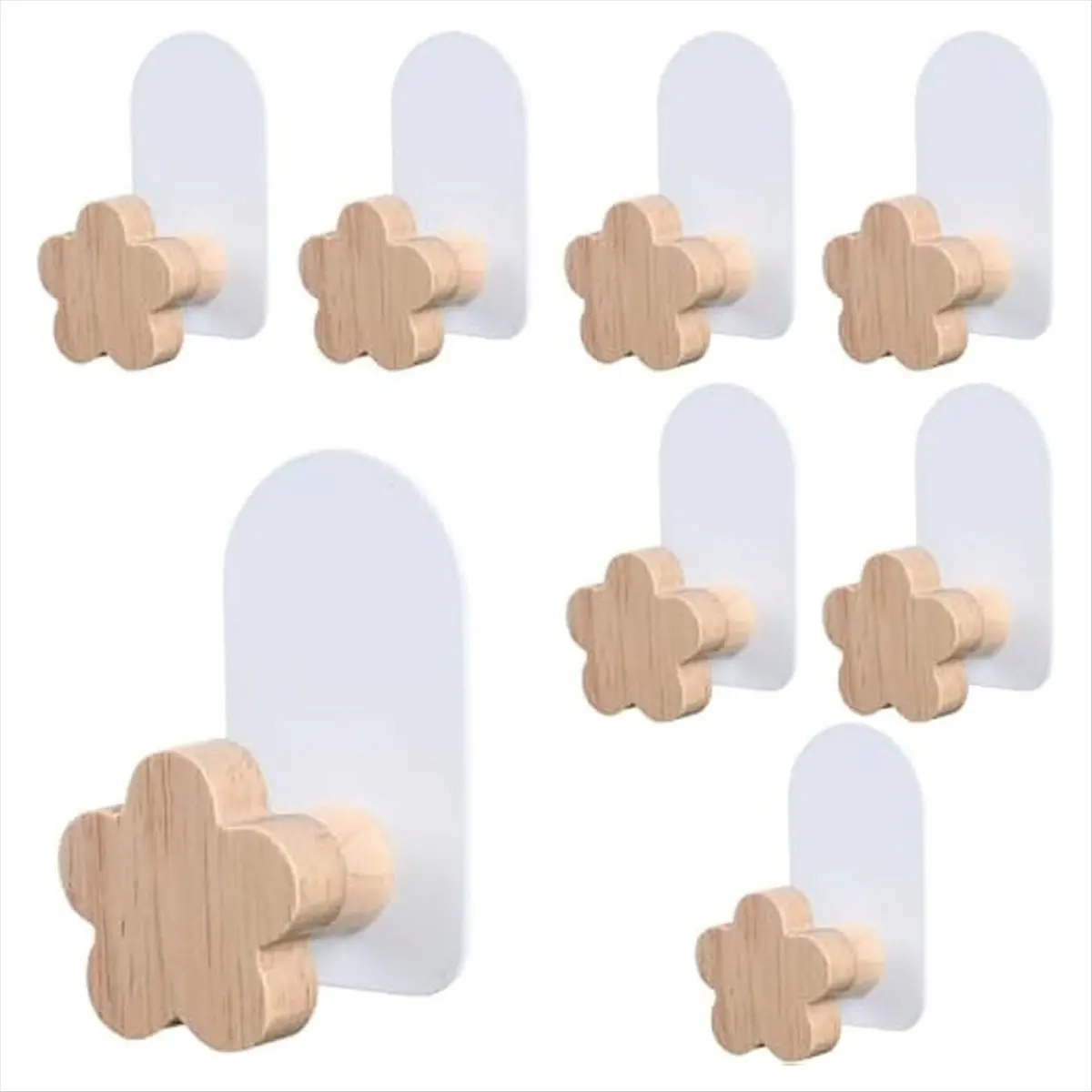ABJS 8PCS Shaped Hooks,Kids Room Decorative Hooks, Wood Coat Hooks, Adhesive Mounted Wall Hook for Hanging Coat Clothes,A
