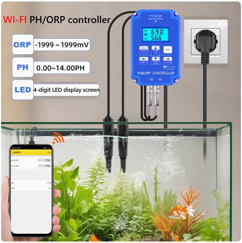 PH-803W WiFi monitoring digital pH redox controller aquaculture pH ORP meter